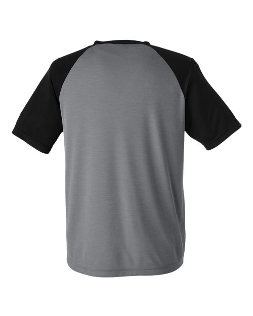 Unisex Zone Colorblock Raglan T-Shirt - Dark Grey Heather/ Black Back