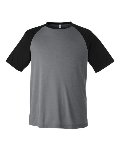 Unisex Zone Colorblock Raglan T-Shirt - Dark Grey Heather/ Black Front