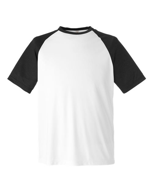 Unisex Zone Colorblock Raglan T-Shirt - White/ Black Heather Front