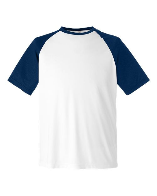 Unisex Zone Colorblock Raglan T-Shirt - White/ Sport Dark Navy Heather Front