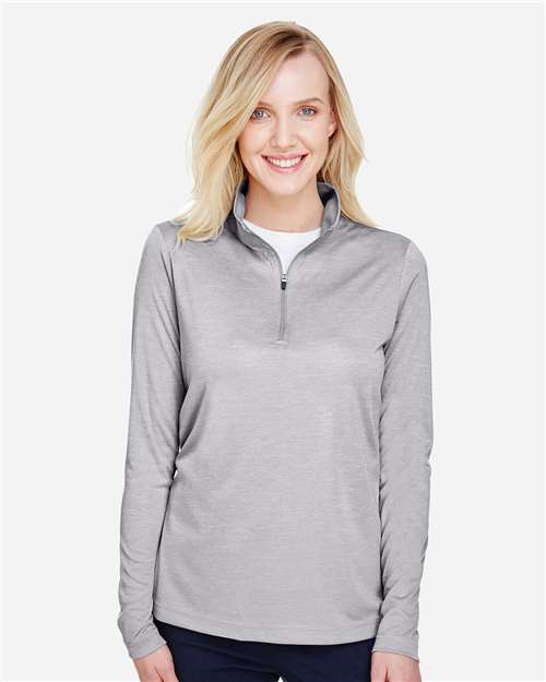 Team 365 Women's Zone Sonic Heather Performance Quarter-Zip Pullover - Model Front