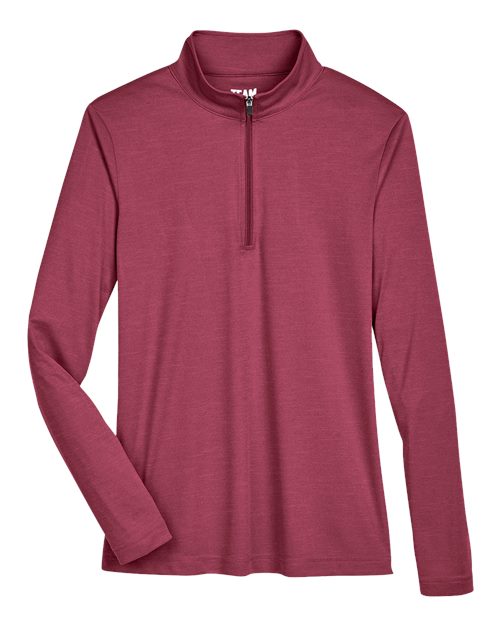 Women's Zone Sonic Heather Performance Quarter-Zip Pullover - Sport Maroon Heather Front