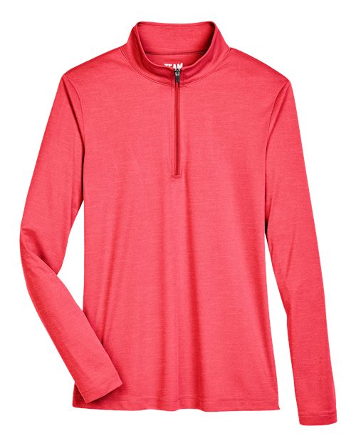 Women's Zone Sonic Heather Performance Quarter-Zip Pullover - Sport Red Heather Front