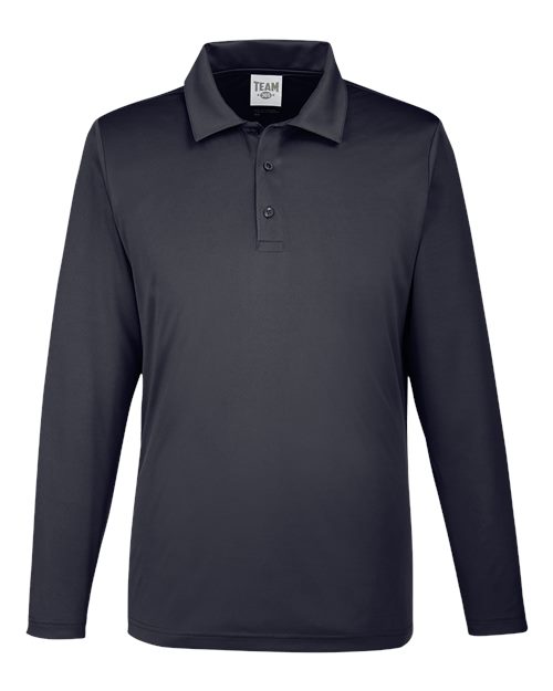 Men's Zone Performance Long Sleeve Polo - Black Front