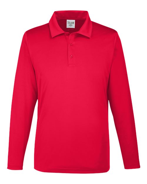 Men's Zone Performance Long Sleeve Polo - Sport Red Front