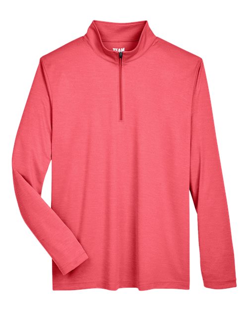 Men's Zone Sonic Heather Performance Quarter-Zip Pullover - Sport Red Heather Front