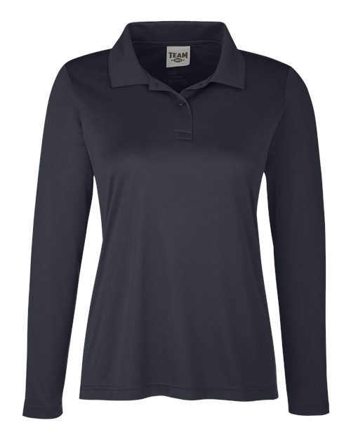 Women's Zone Performance Long Sleeve Polo - Black Front