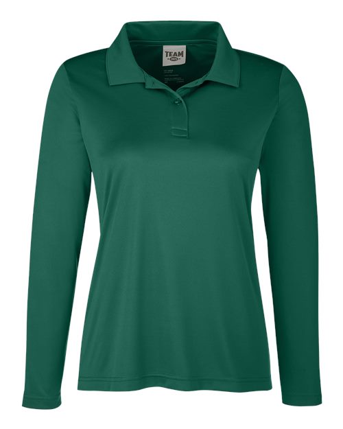 Women's Zone Performance Long Sleeve Polo - Sport Forest Front