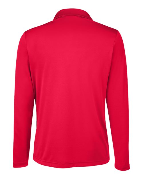 Women's Zone Performance Long Sleeve Polo - Sport Red Back