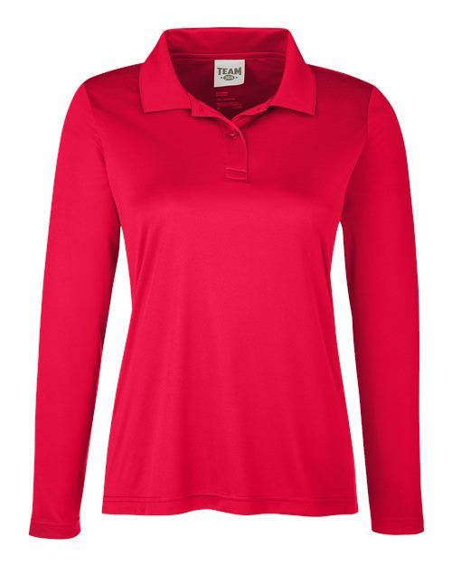 Women's Zone Performance Long Sleeve Polo - Sport Red Front