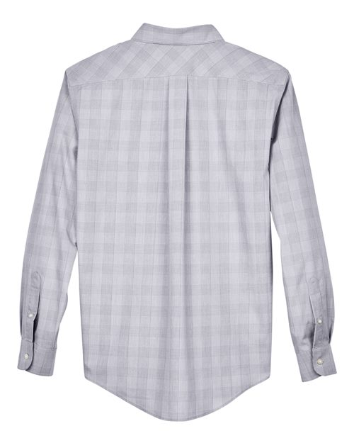 Men's Crown Collection® Glen Plaid Woven Dress Shirt - White/ Graphite/ Light Grey Back