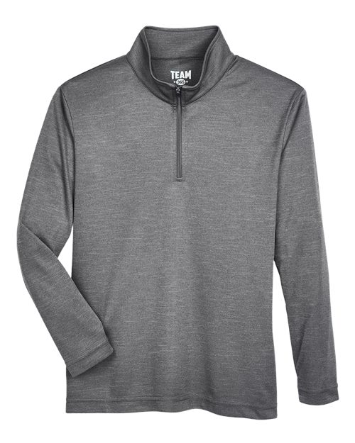 Team 365 Youth Zone Sonic Heather Performance Quarter-Zip Pullover - Dark Grey Heather Front