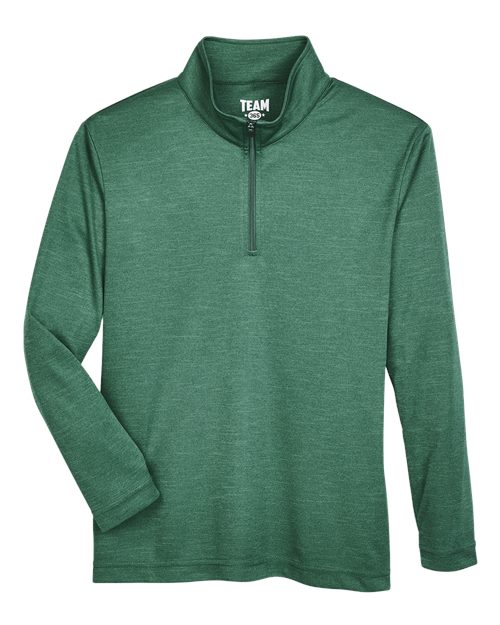 Youth Zone Sonic Heather Performance Quarter-Zip Pullover - Sport Forest Heather Front