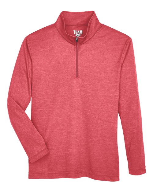 Youth Zone Sonic Heather Performance Quarter-Zip Pullover - Sport Red Heather Front