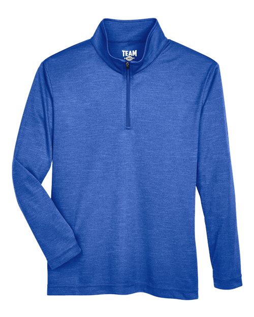 Youth Zone Sonic Heather Performance Quarter-Zip Pullover - Sport Royal Heather Front