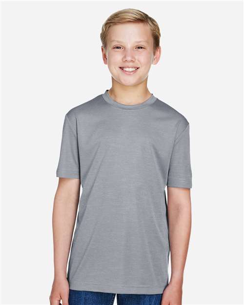 Team 365 Youth Sonic Heather Performance T-Shirt - Model Front