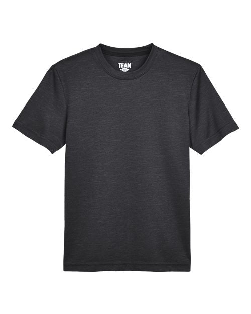 Team 365 Youth Sonic Heather Performance T-Shirt - Black Heather Front