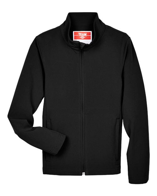 Team 365 Youth Leader Soft Shell Jacket - Black Front