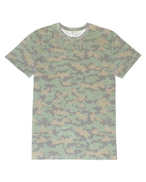 Unisex Ultimate CVC T-Shirt - Green Hex Camo Front