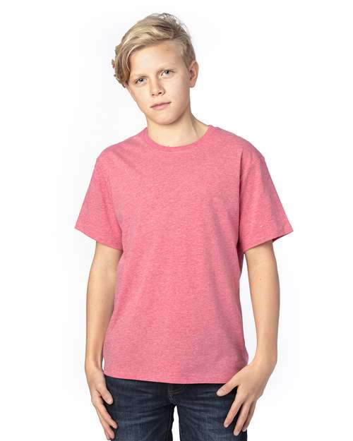 Youth Ultimate CVC T-Shirt - Red Heather Front