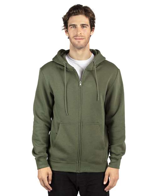 Unisex Fleece Full-Zip Hooded Sweatshirt - Army Front