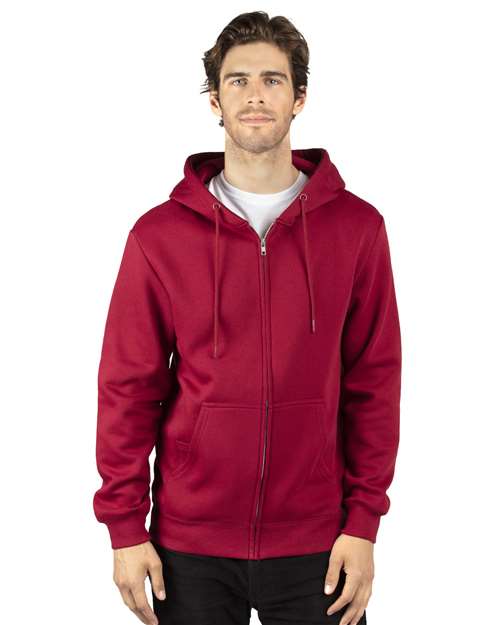 Unisex Fleece Full-Zip Hooded Sweatshirt - Burgundy Front
