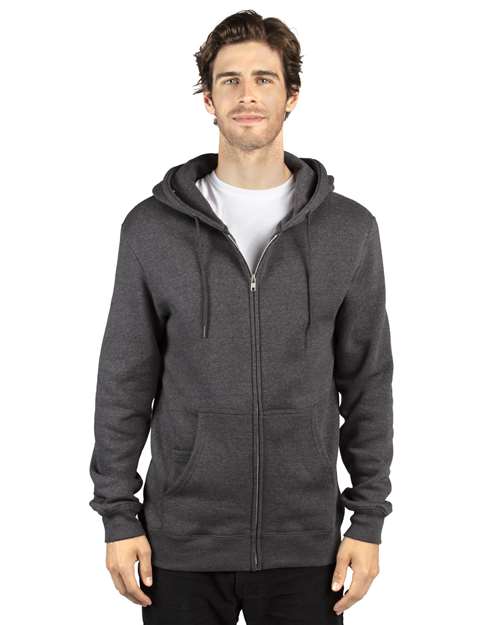 Unisex Fleece Full-Zip Hooded Sweatshirt - Charcoal Heather Front