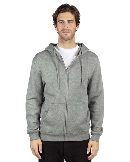 Unisex Fleece Full-Zip Hooded Sweatshirt - Heather Grey Front