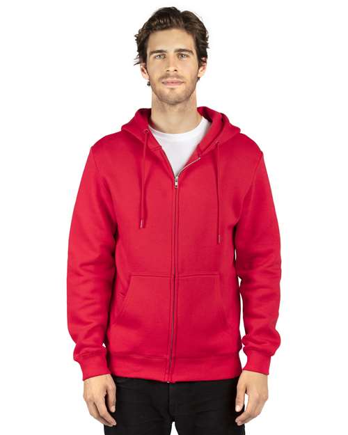 Unisex Fleece Full-Zip Hooded Sweatshirt - Red Front