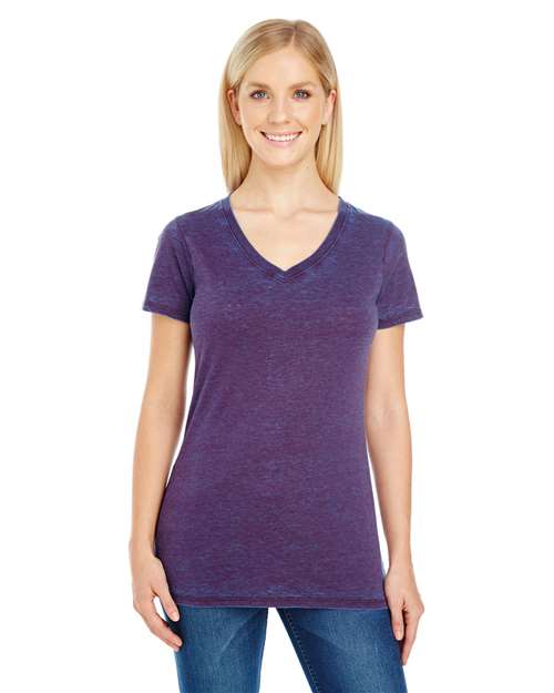 Women's Cross Dye V-Neck T-Shirt - Berry Front