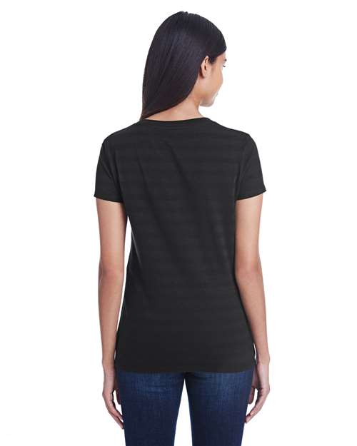 Women's Invisible Stripe V-Neck T-Shirt - Black Invisible Stripe Back