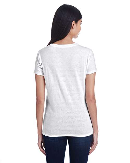 Women's Invisible Stripe V-Neck T-Shirt - White Invisible Stripe Back