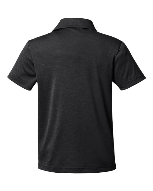 Youth Zone Sonic Heather Performance Polo - Black Heather Back