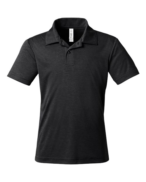 Youth Zone Sonic Heather Performance Polo - Black Heather Front
