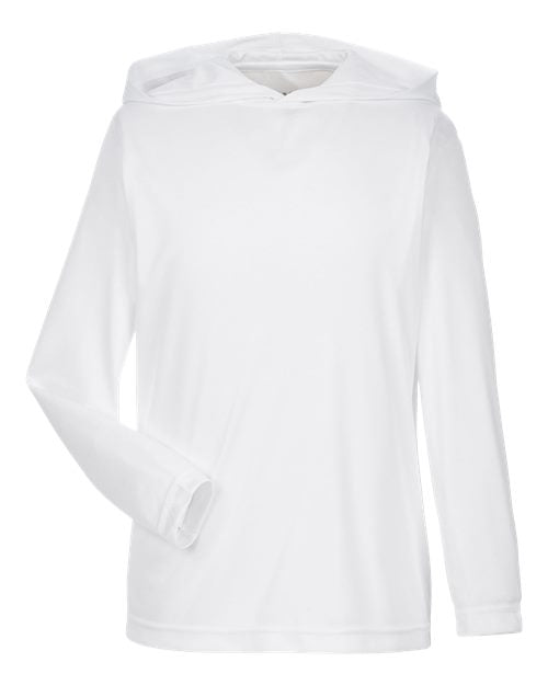 Team 365 Youth Zone Performance Hooded Long Sleeve T-Shirt - White Front