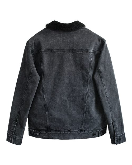 Unisex Sherpa-Lined Denim Jacket - Black Denim/ Black Back