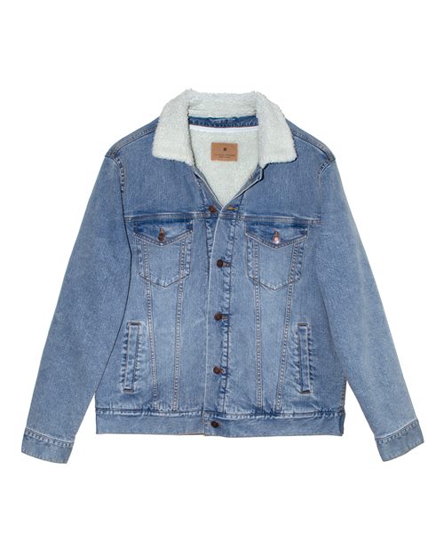 Unisex Sherpa-Lined Denim Jacket - Light Denim/ Off White Front