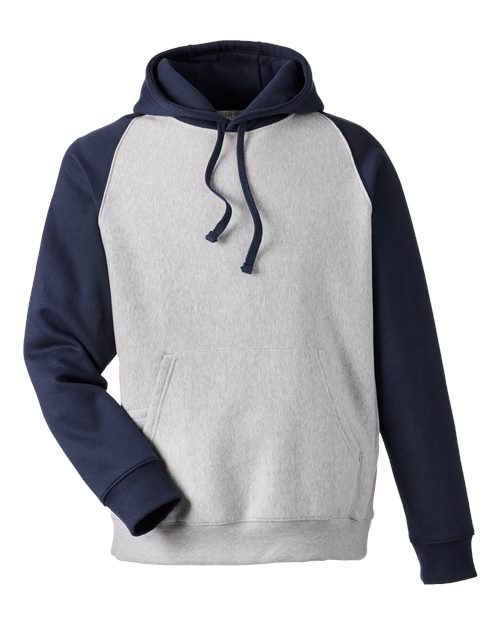 Unisex Zone HydroSport™ Heavyweight Colorblock Hooded Sweatshirt - Athletic Heather/ Sport Dark Navy Front
