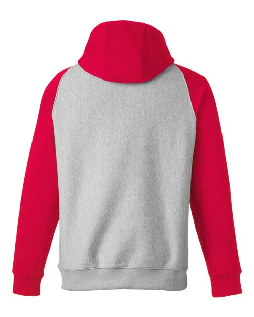 Unisex Zone HydroSport™ Heavyweight Colorblock Hooded Sweatshirt - Athletic Heather/ Sport Red Back