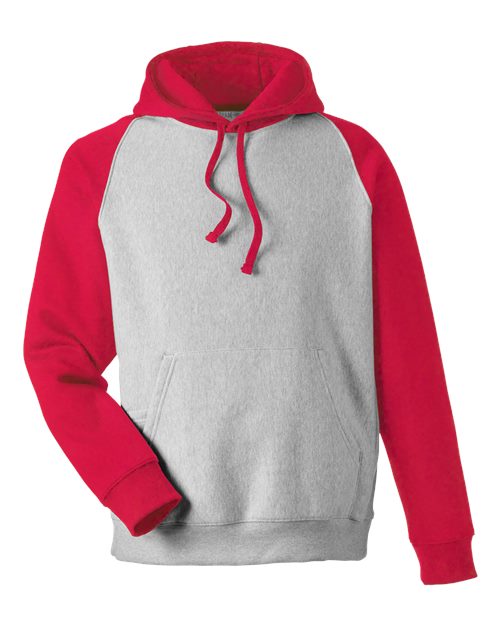 Unisex Zone HydroSport™ Heavyweight Colorblock Hooded Sweatshirt - Athletic Heather/ Sport Red Front