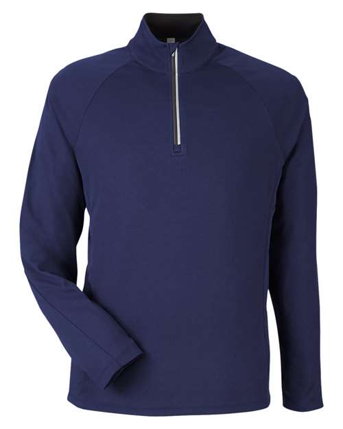 Men's Origin Performance Pique Quarter-Zip Pullover - Classic Navy Heather/ Carbon Front