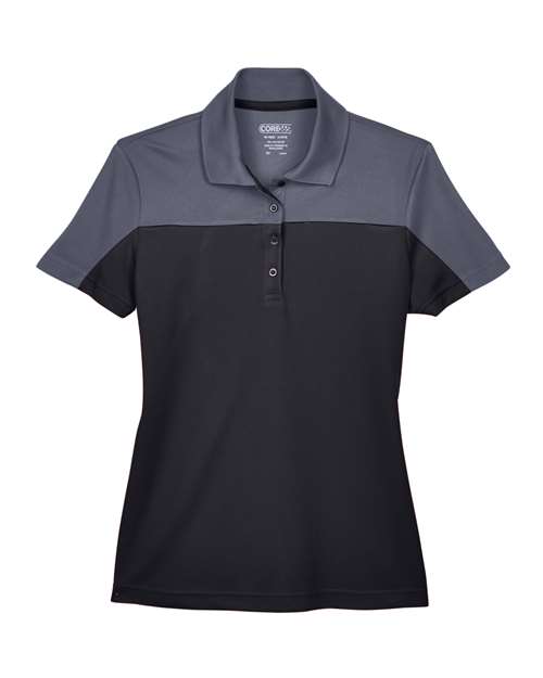 Women's Balance Colorblock Performance Piqué Polo - Black/ Carbon Front