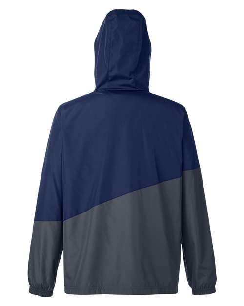 Unisex Techno Lite Colorblock Windbreaker - Classic Navy Heather/ Carbon Back