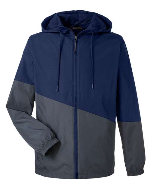 Unisex Techno Lite Colorblock Windbreaker - Classic Navy Heather/ Carbon Front