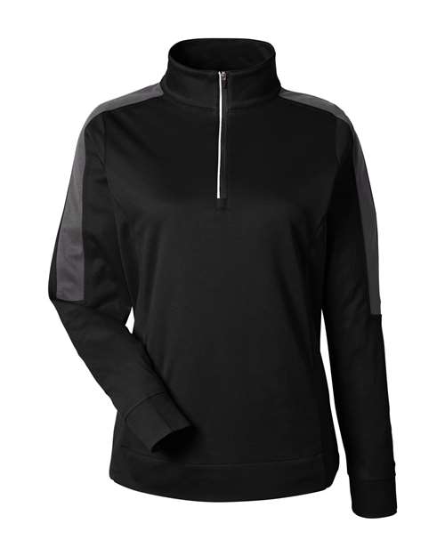 Women's Market Snag Protect Mesh Colorblock Quarter-Zip Pullover - Black/ Carbon Front