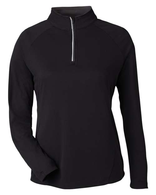 Women's Origin Performance Pique Quarter-Zip Pullover - Black/ Carbon Front