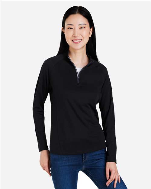 CORE365 Women's Origin Performance Pique Quarter-Zip Pullover - Model Front