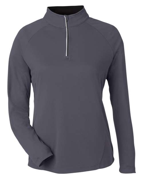 Women's Origin Performance Pique Quarter-Zip Pullover - Carbon/ Black Front