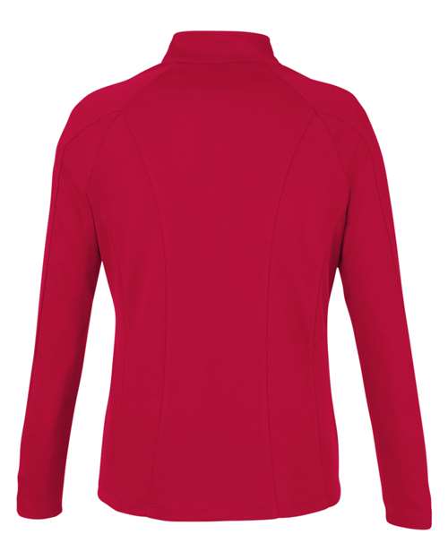 Women's Origin Performance Pique Quarter-Zip Pullover - Classic Red/ Carbon Back