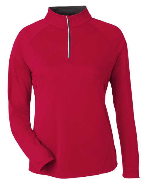 Women's Origin Performance Pique Quarter-Zip Pullover - Classic Red/ Carbon Front